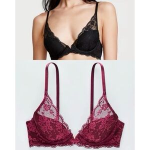 NWT Victoria’s Secret Love Cloud Lace Plunge Bra Burgundy Cranberry Red 42 C